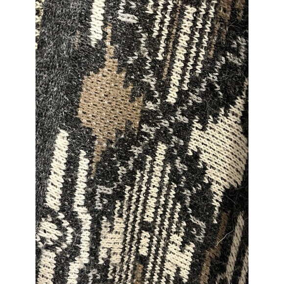 Sioni Open Front Sweater Sz 1X Gray Southwestern Native Geometric Aztec Fringe - Picture 6 of 13